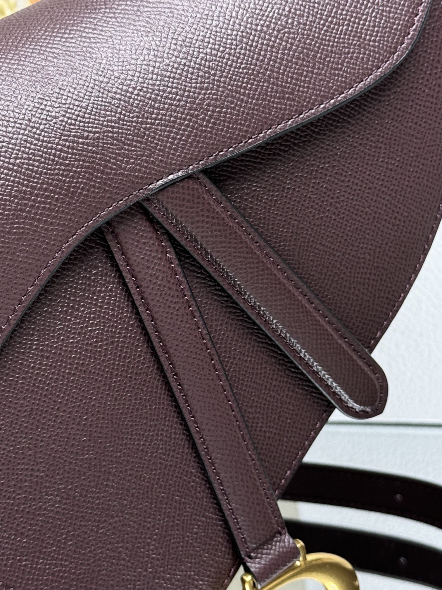 Dior Saddle Bag — Burgundy Grained Calfskin with Gold Hardware