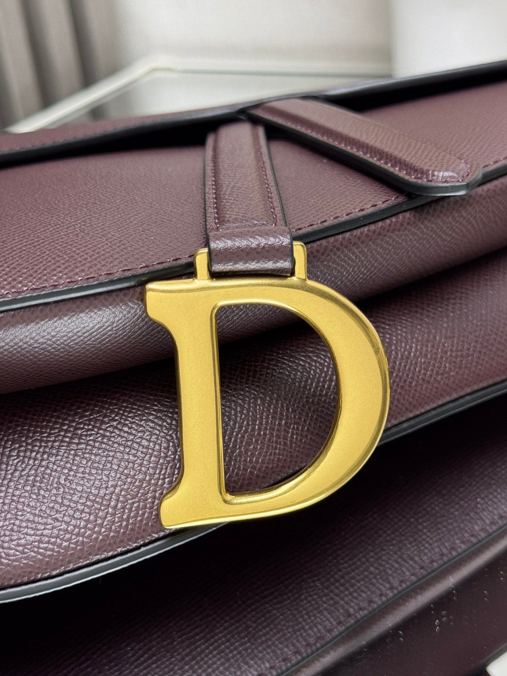 Dior Saddle Bag — Burgundy Grained Calfskin with Gold Hardware