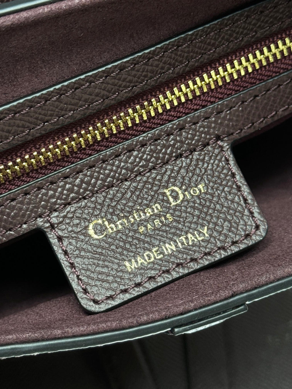Dior Saddle Bag — Burgundy Grained Calfskin with Gold Hardware