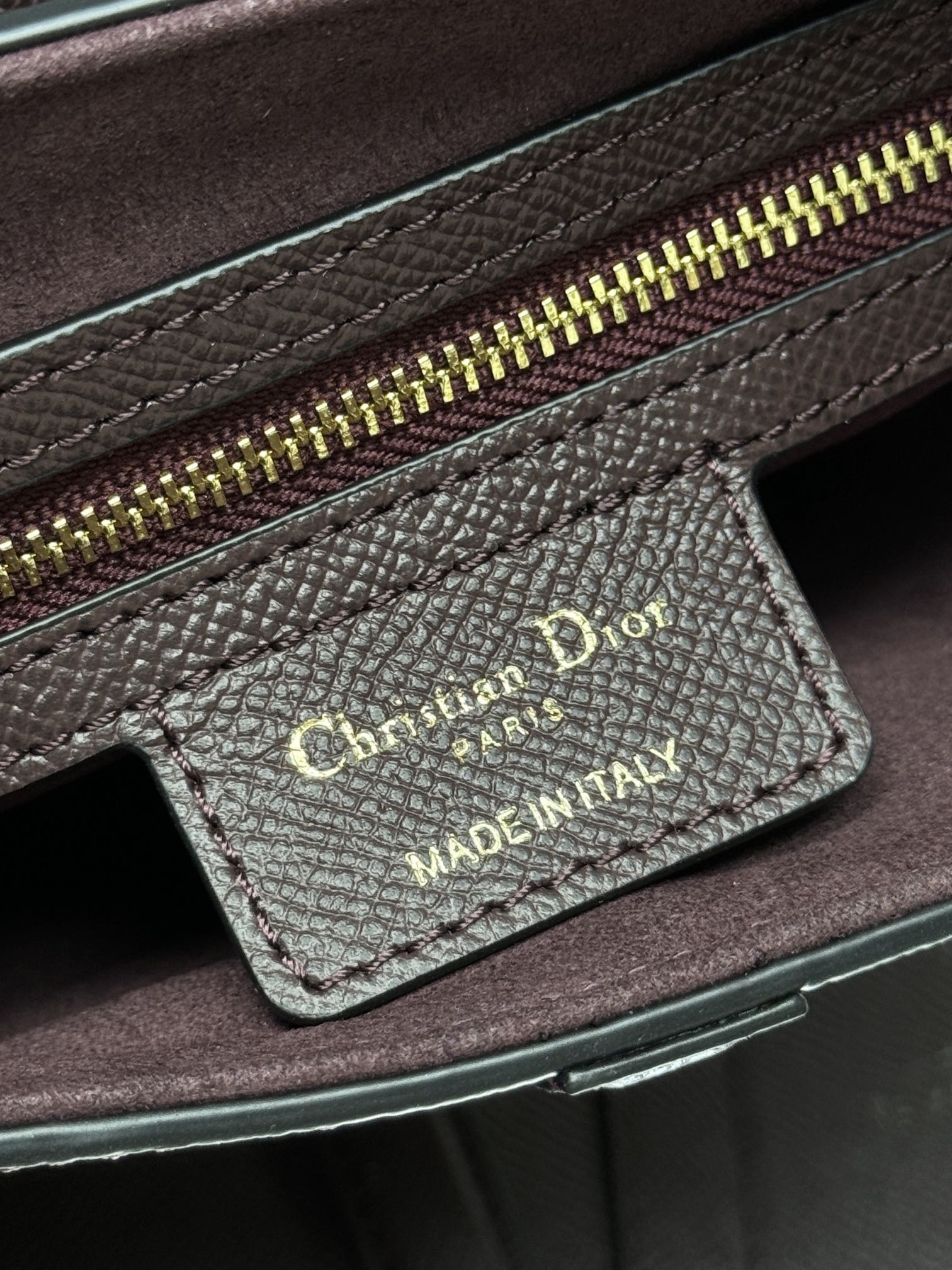 Dior Saddle Bag — Burgundy Grained Calfskin with Gold Hardware