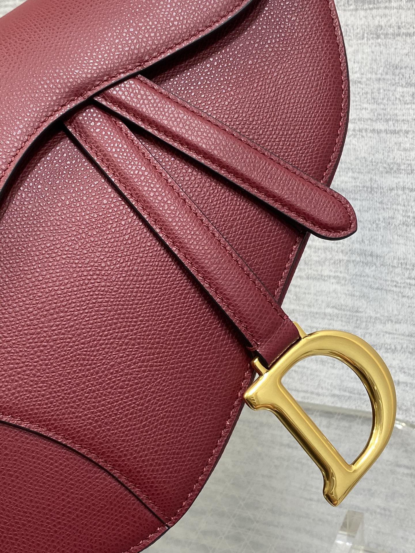Dior Saddle Bag — Wine Red Grained Calfskin with Gold Hardware