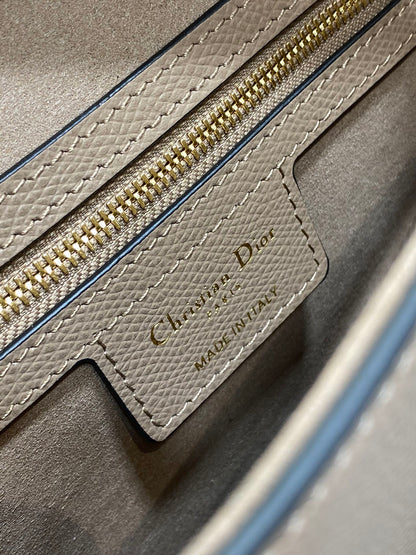 Dior Saddle Bag — Warm Taupe Grained Calfskin with Gold Hardware