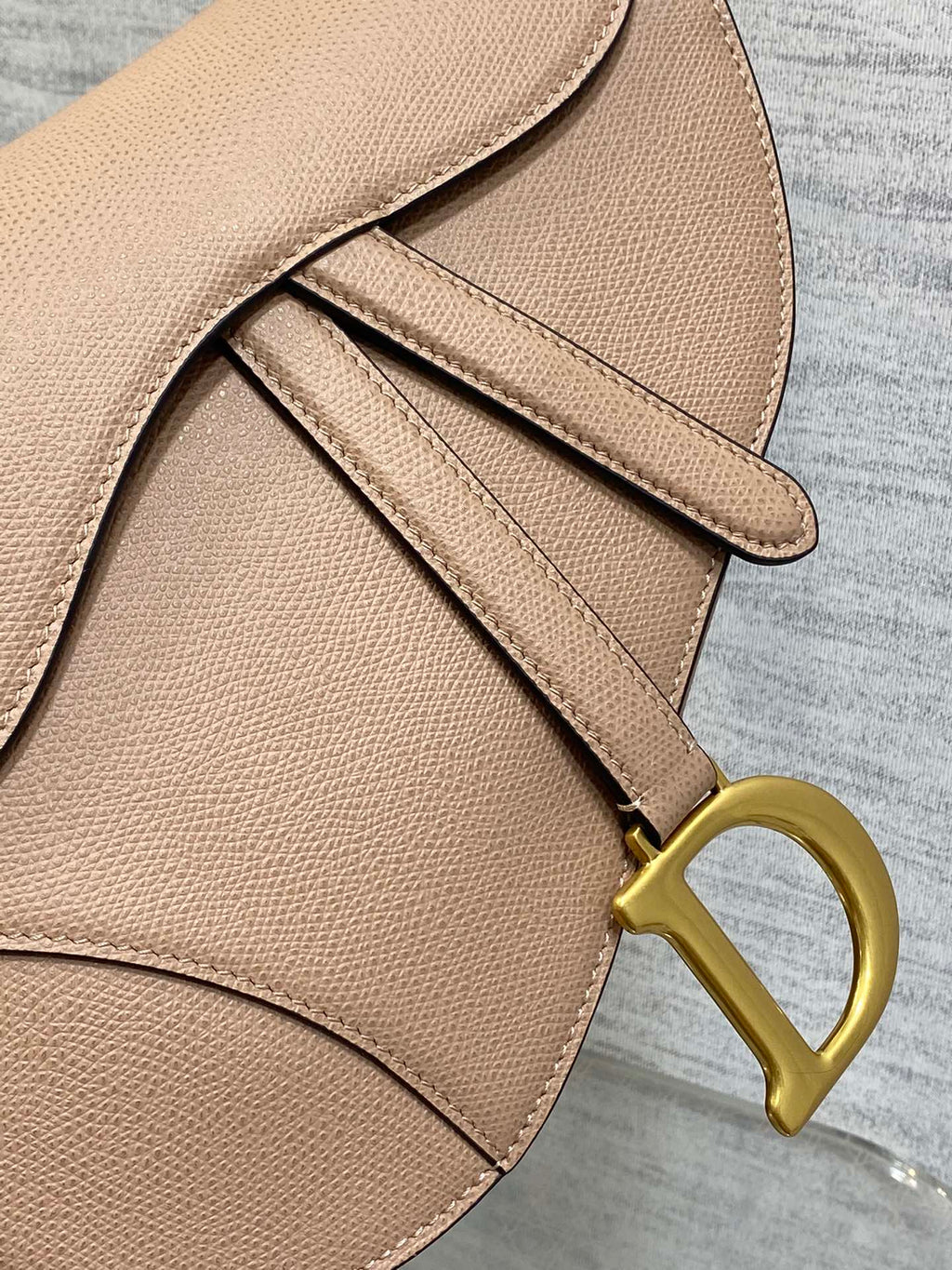 Dior Saddle Bag — Blush Pink Grained Calfskin with Gold Hardware