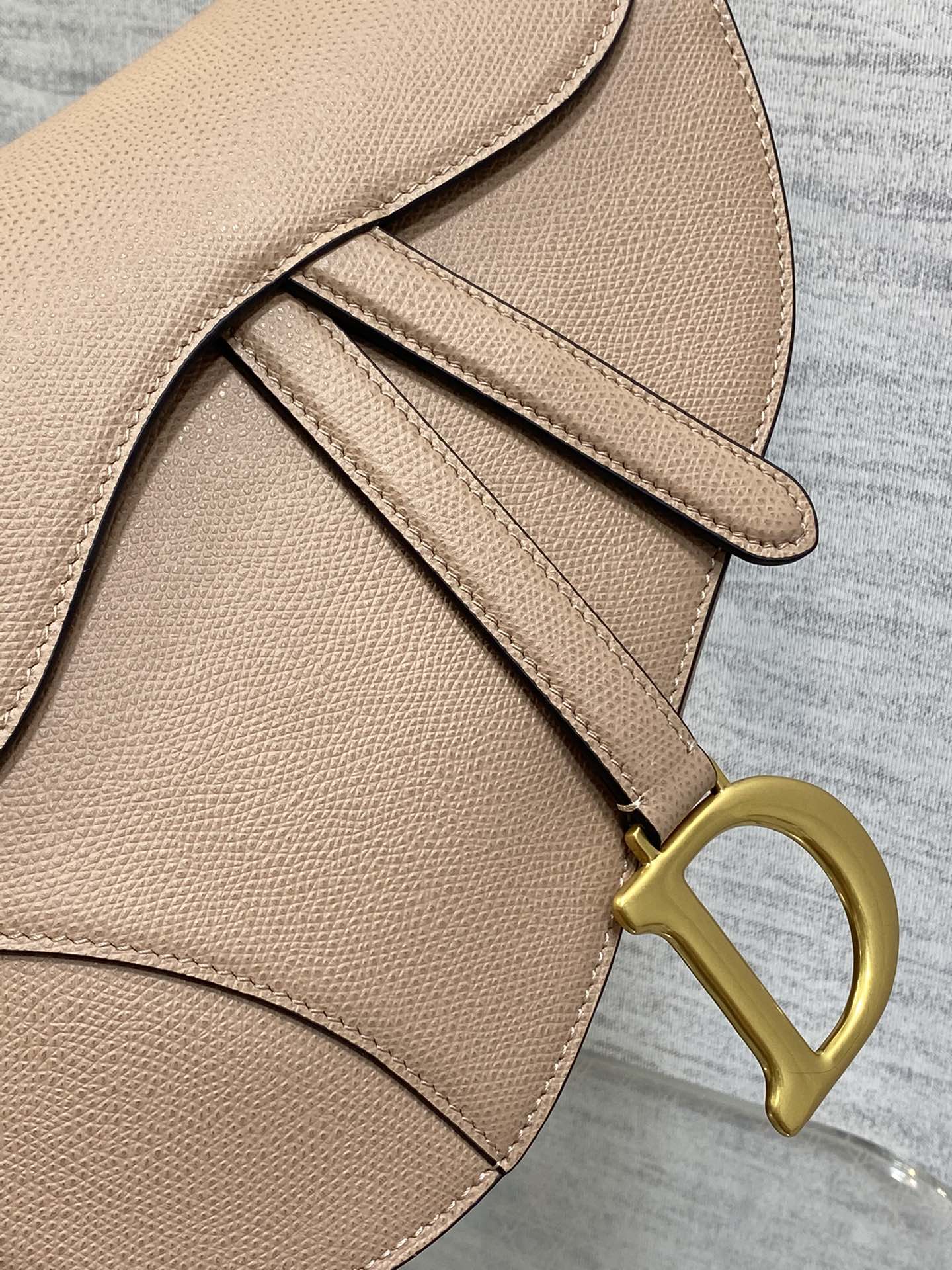 Dior Saddle Bag — Blush Pink Grained Calfskin with Gold Hardware