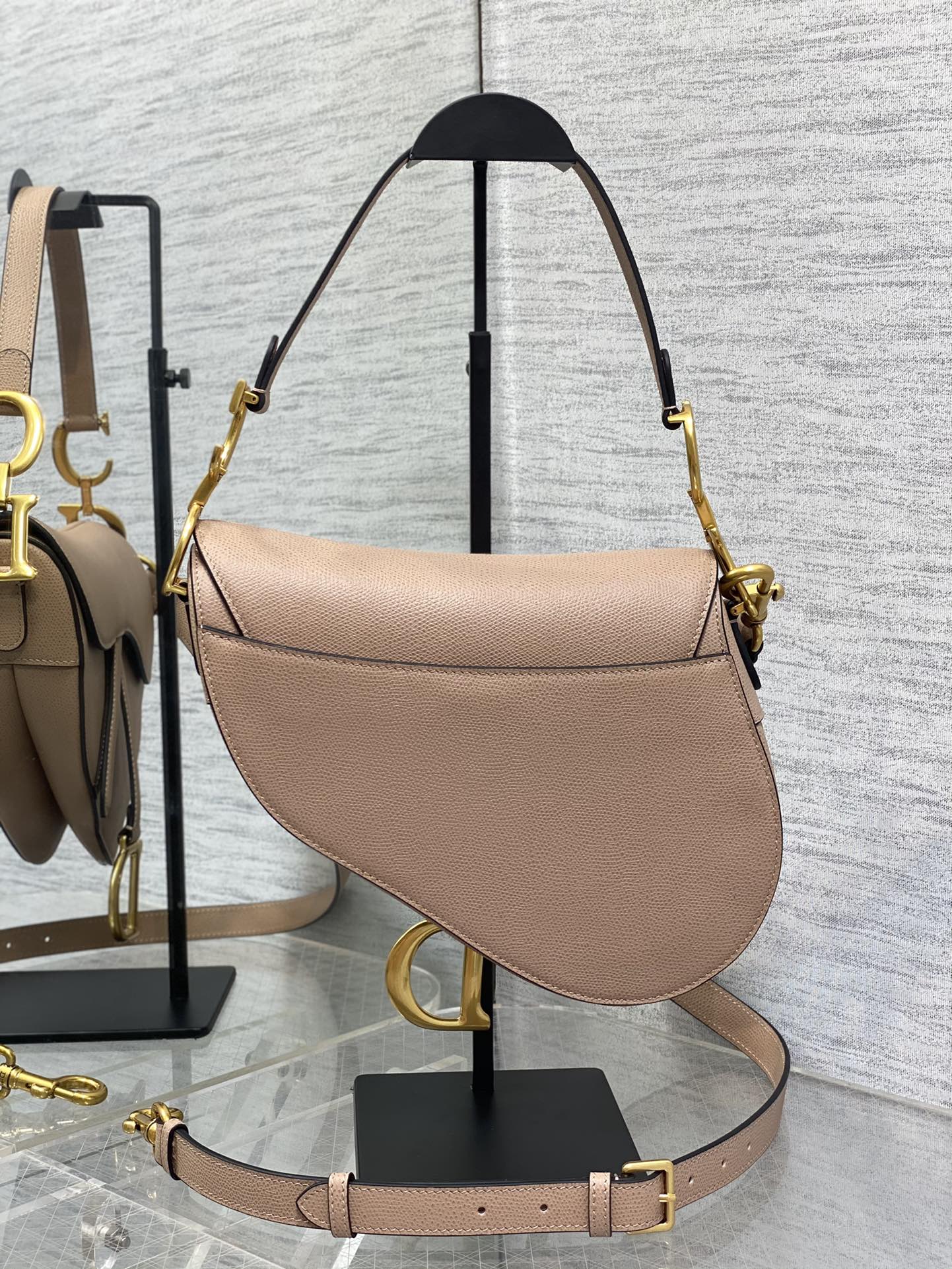 Dior Saddle Bag — Blush Pink Grained Calfskin with Gold Hardware