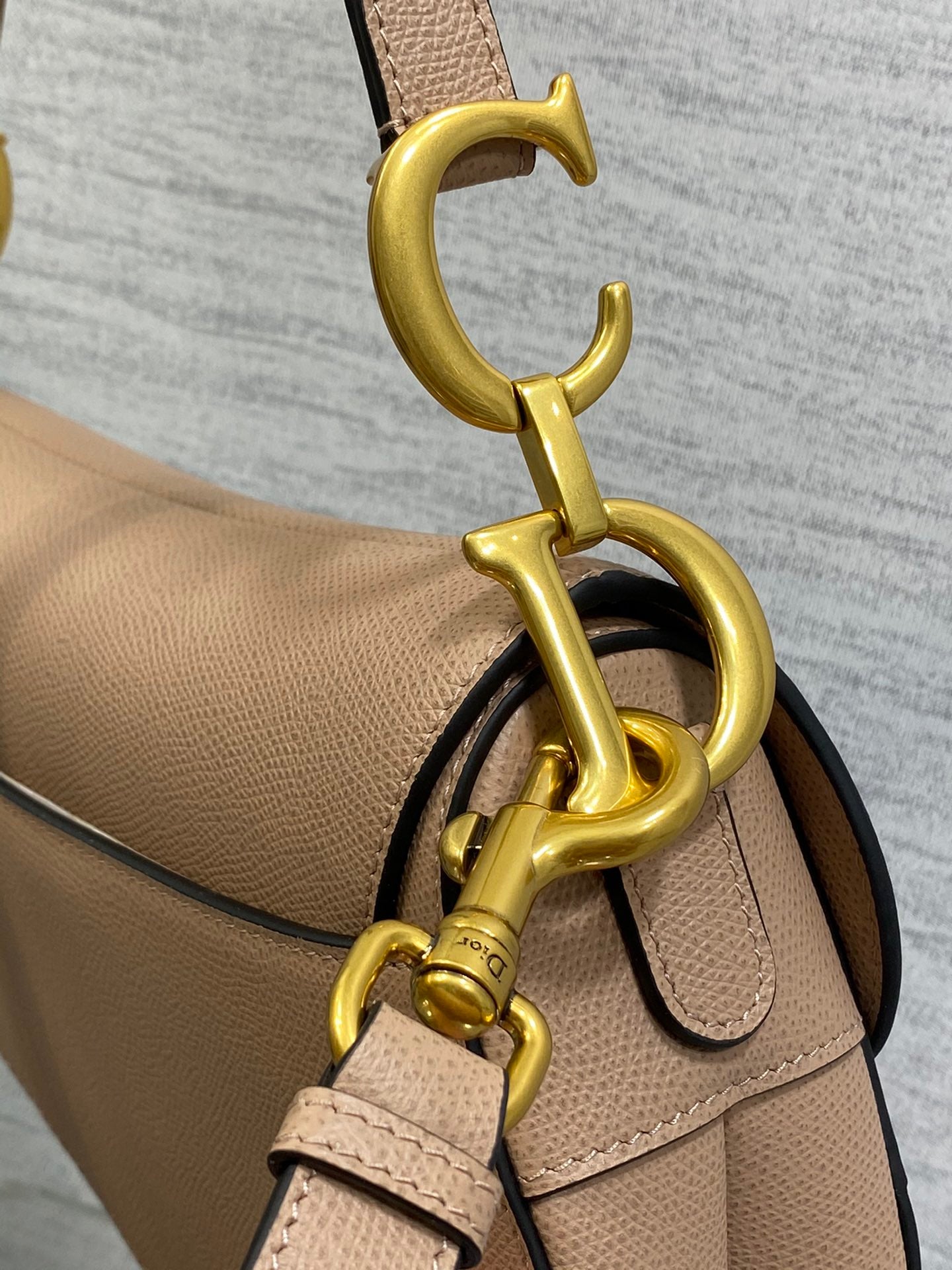 Dior Saddle Bag — Blush Pink Grained Calfskin with Gold Hardware