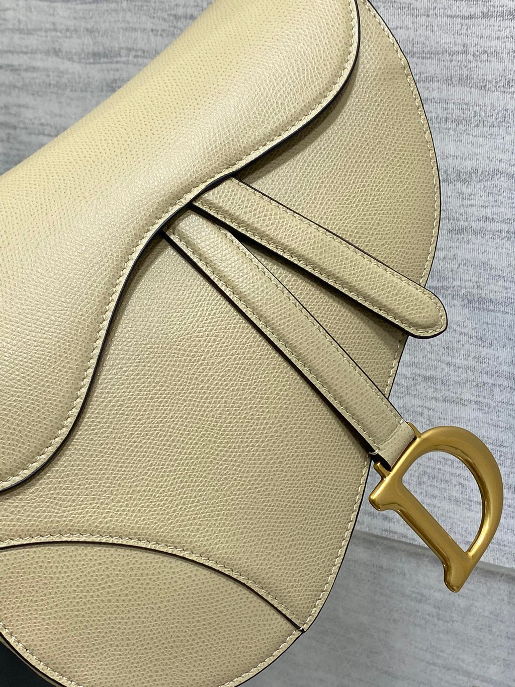 Dior Saddle Bag — Ecru Grained Calfskin with Gold Hardware