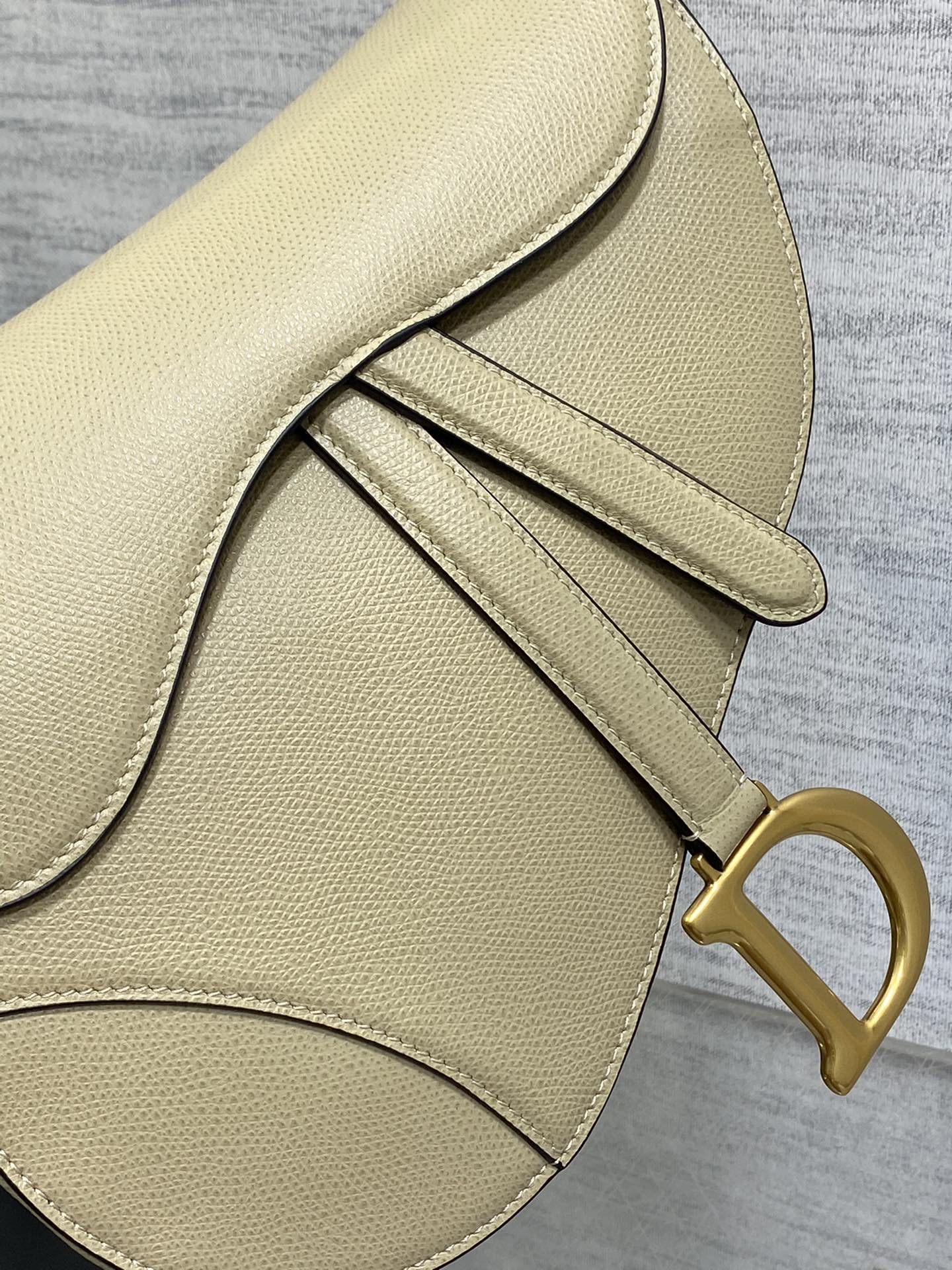 Dior Saddle Bag — Ecru Grained Calfskin with Gold Hardware