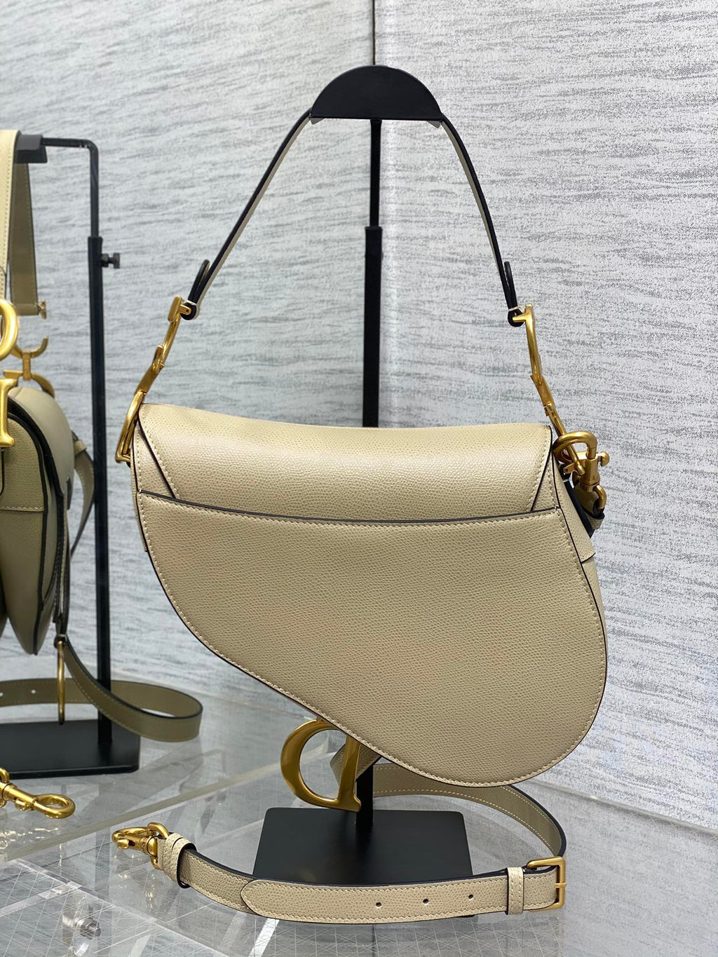 Dior Saddle Bag — Ecru Grained Calfskin with Gold Hardware