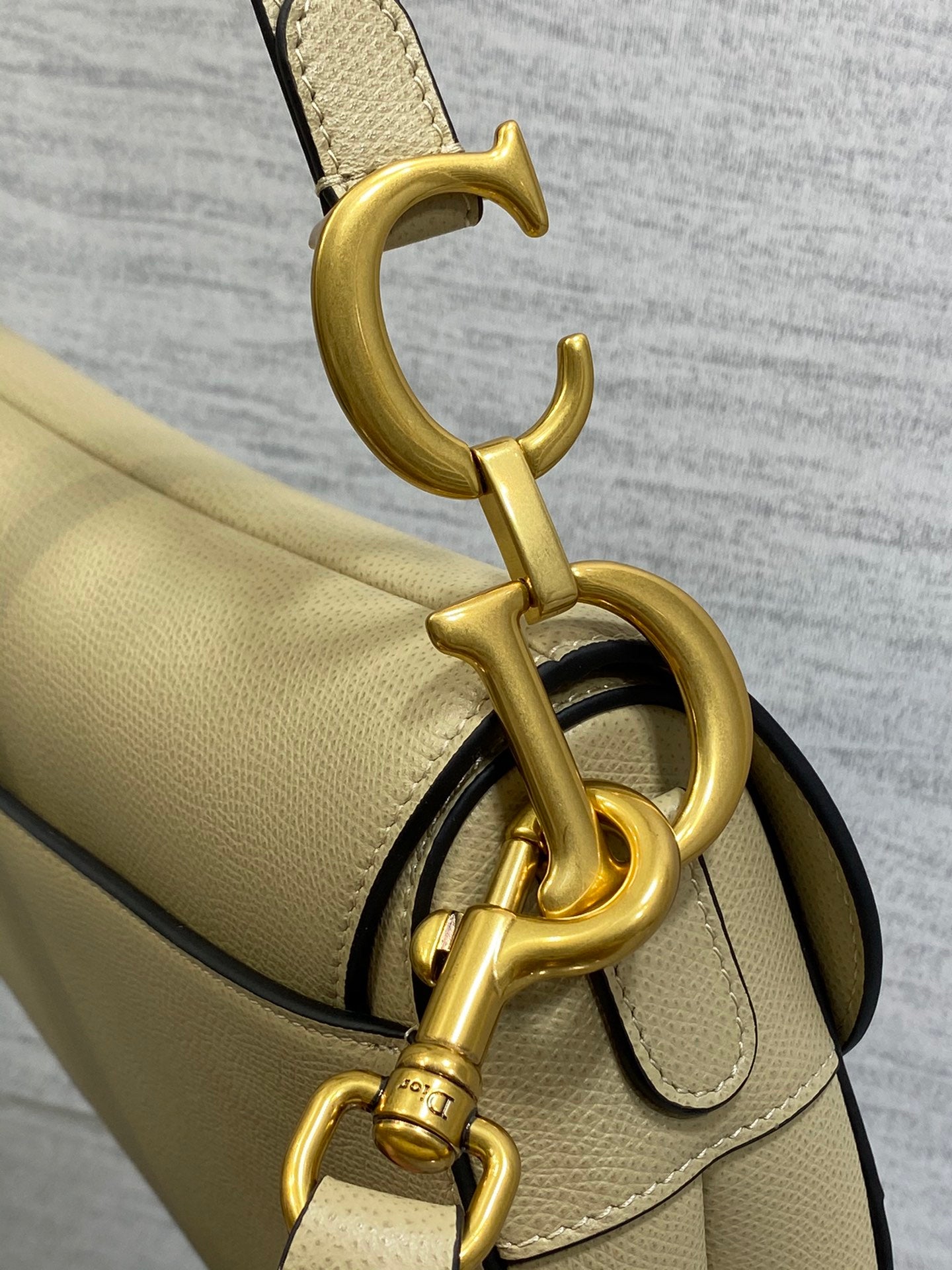 Dior Saddle Bag — Ecru Grained Calfskin with Gold Hardware