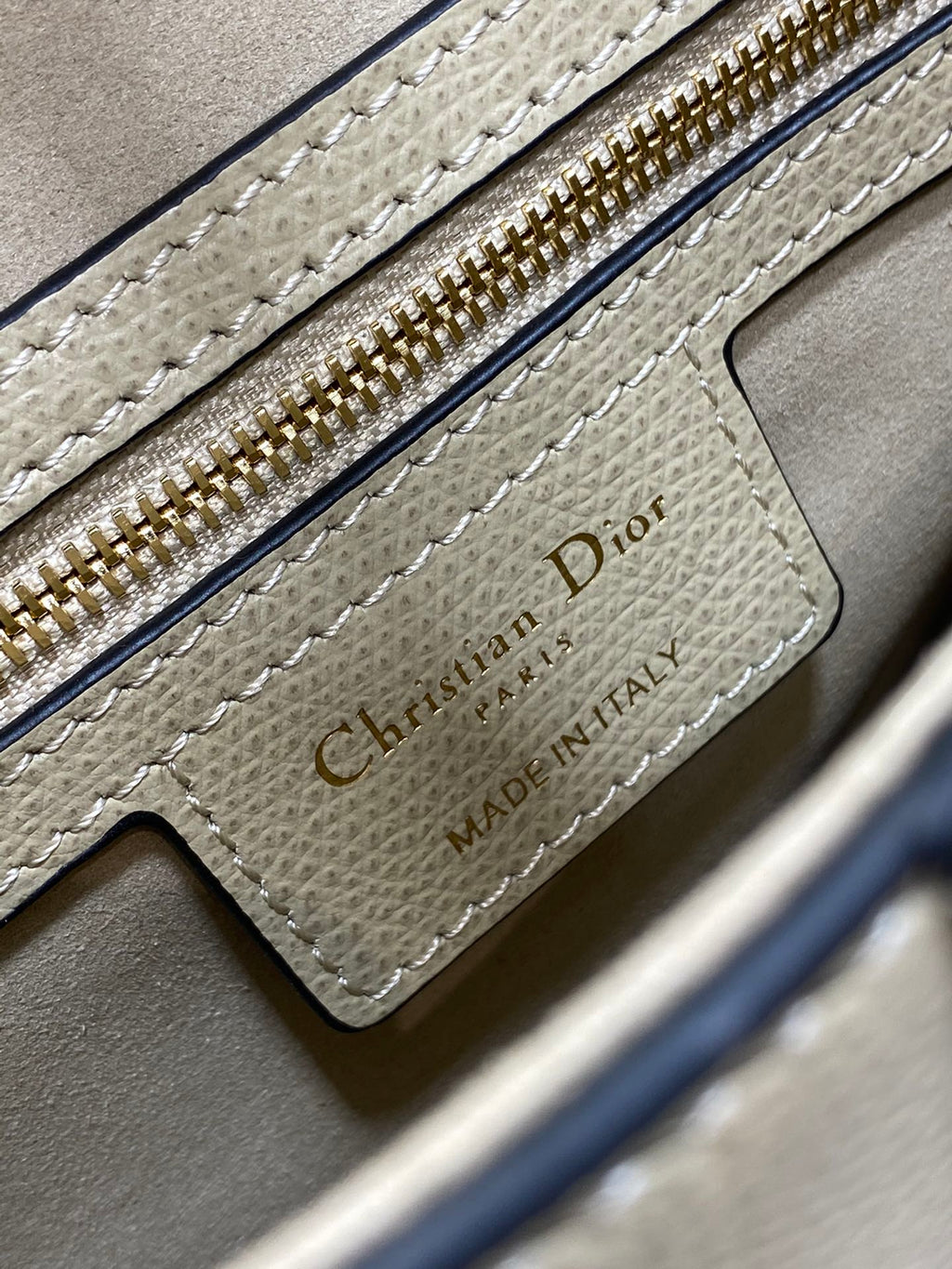 Dior Saddle Bag — Ecru Grained Calfskin with Gold Hardware