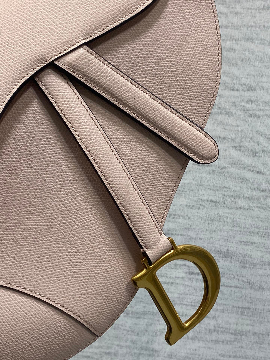 Dior Saddle Bag — Powder Rose Grained Calfskin with Gold Hardware