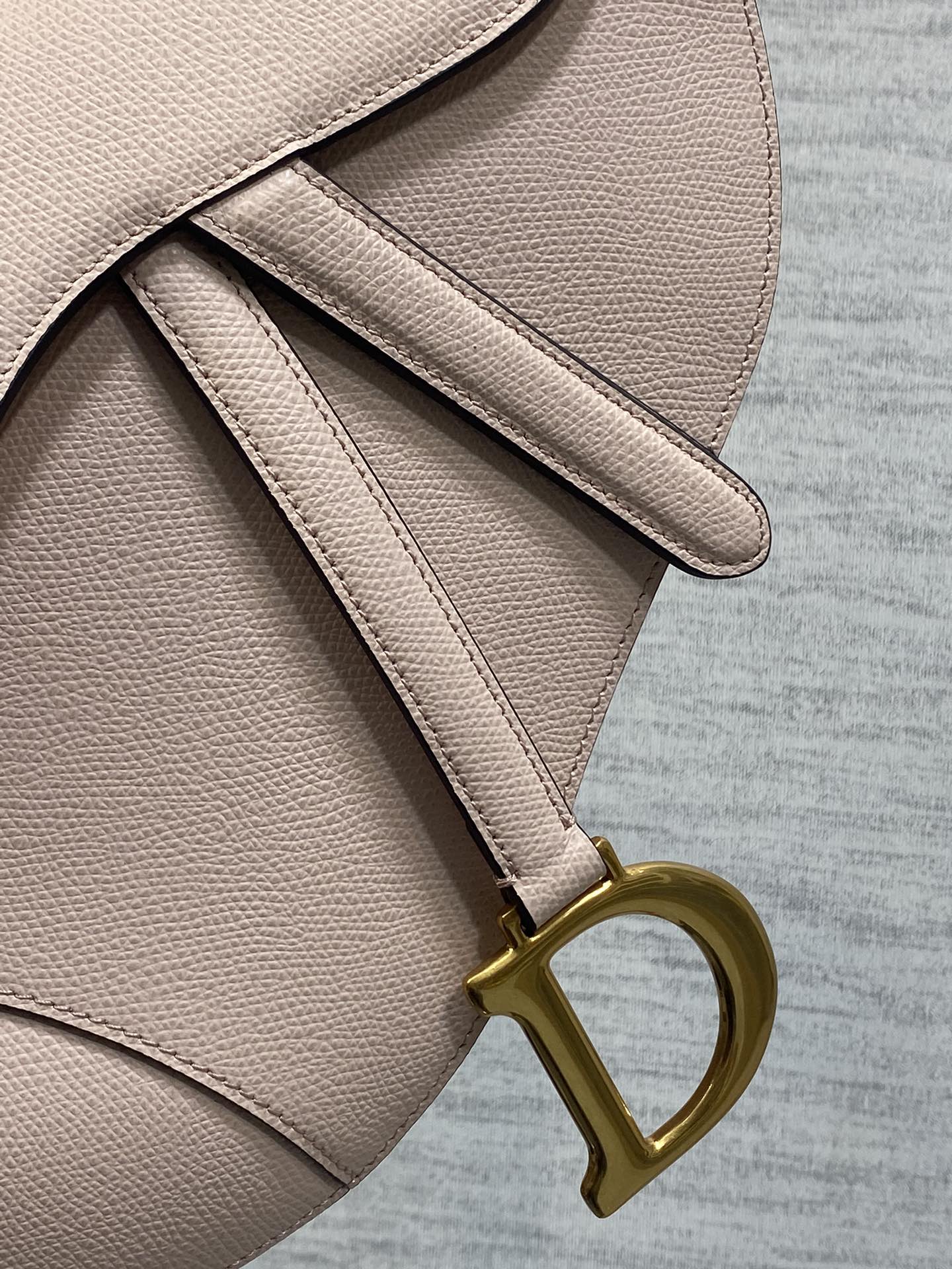 Dior Saddle Bag — Powder Rose Grained Calfskin with Gold Hardware