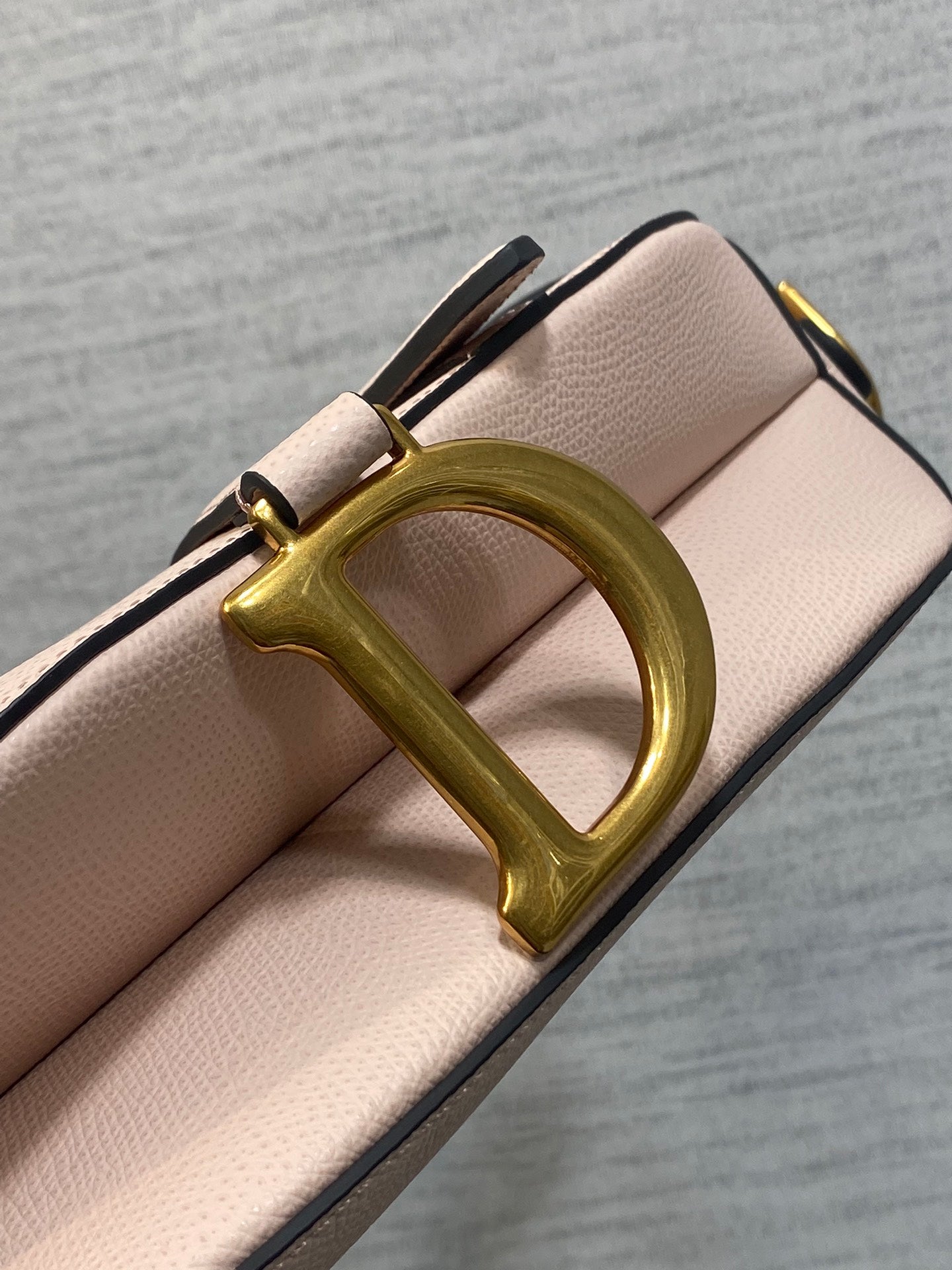 Dior Saddle Bag — Powder Rose Grained Calfskin with Gold Hardware
