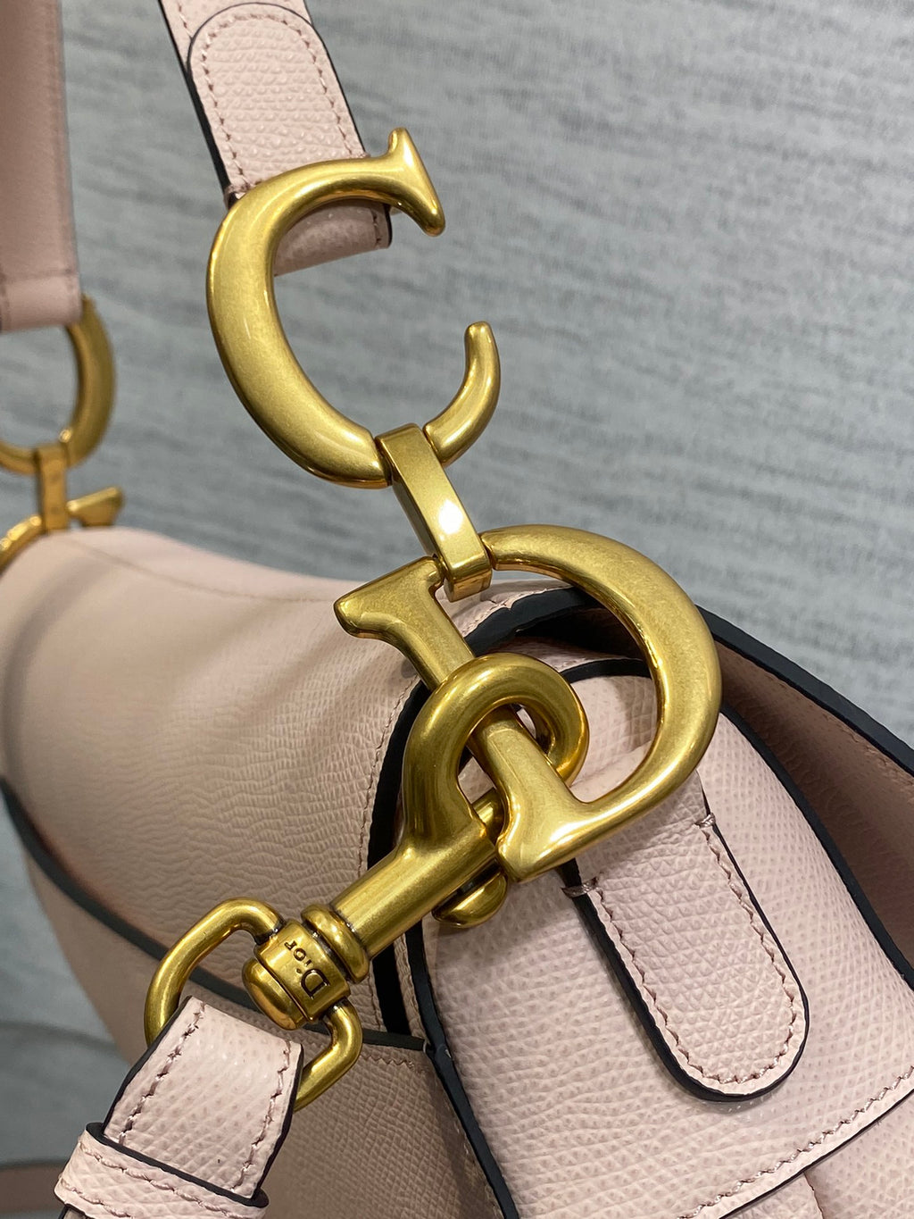 Dior Saddle Bag — Powder Rose Grained Calfskin with Gold Hardware