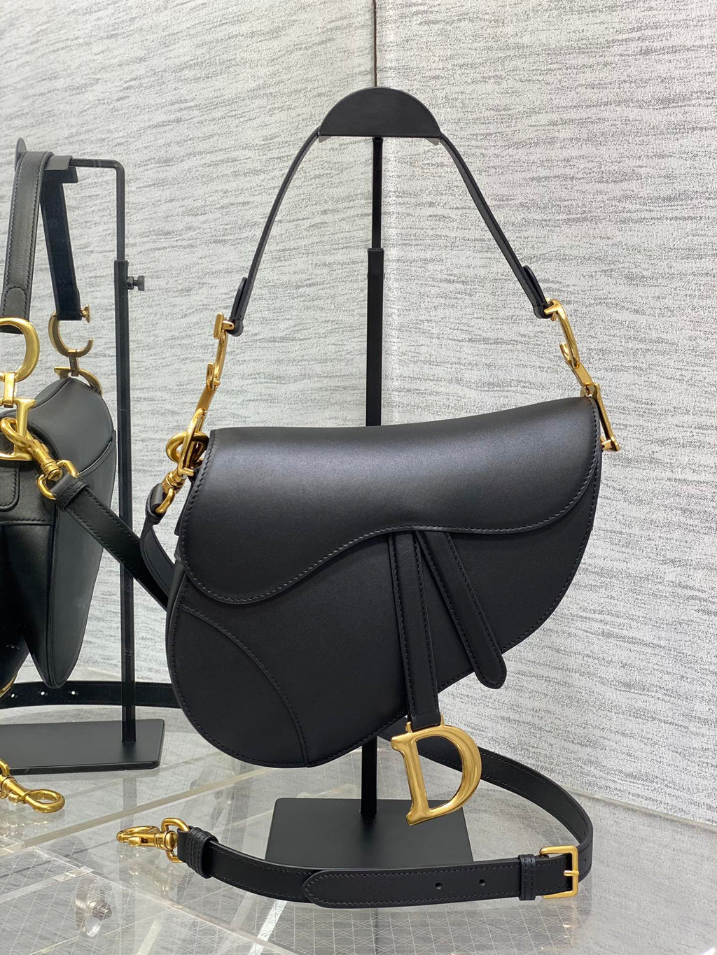 Dior Saddle Bag — Black Smooth Calfskin with Gold Hardware