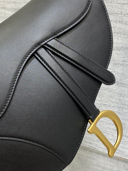 Dior Saddle Bag — Black Smooth Calfskin with Gold Hardware