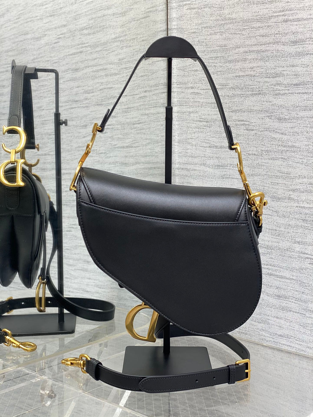 Dior Saddle Bag — Black Smooth Calfskin with Gold Hardware