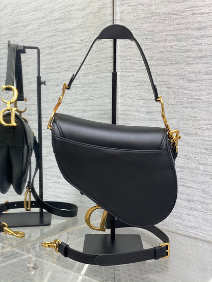 Dior Saddle Bag — Black Smooth Calfskin with Gold Hardware