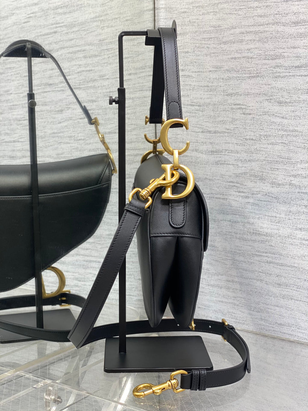 Dior Saddle Bag — Black Smooth Calfskin with Gold Hardware