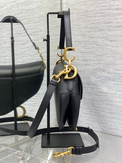 Dior Saddle Bag — Black Smooth Calfskin with Gold Hardware