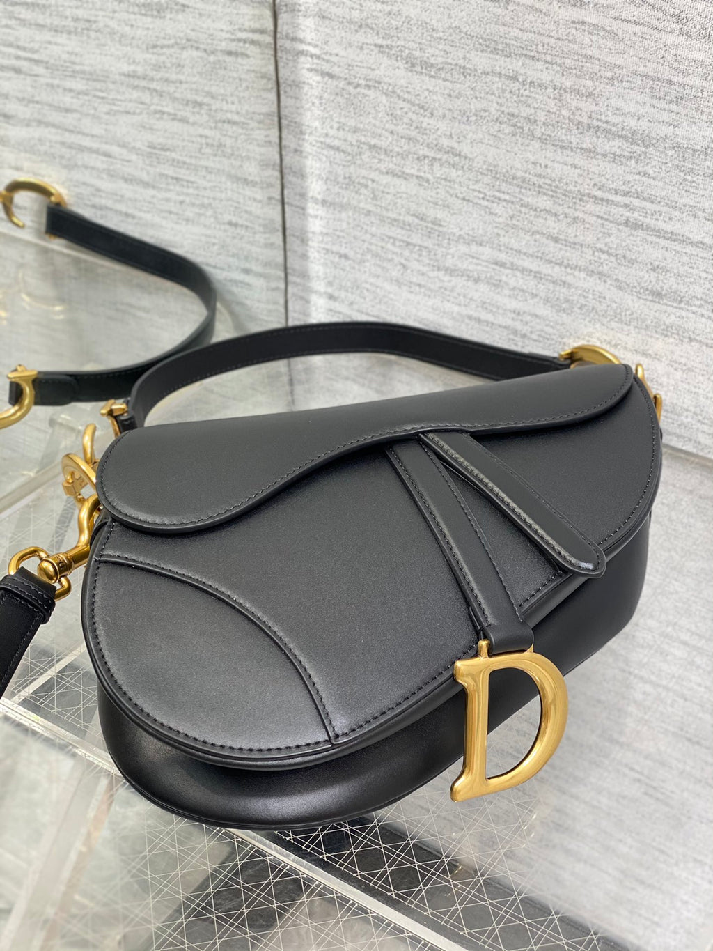 Dior Saddle Bag — Black Smooth Calfskin with Gold Hardware