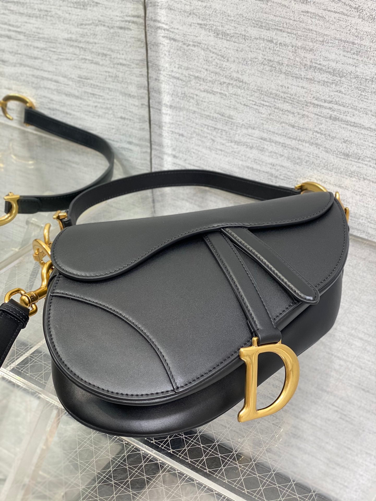 Dior Saddle Bag — Black Smooth Calfskin with Gold Hardware