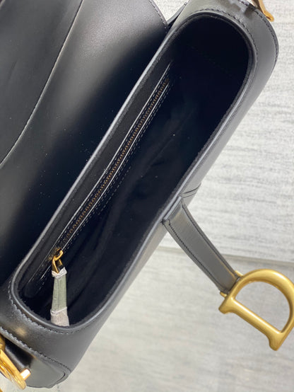Dior Saddle Bag — Black Smooth Calfskin with Gold Hardware