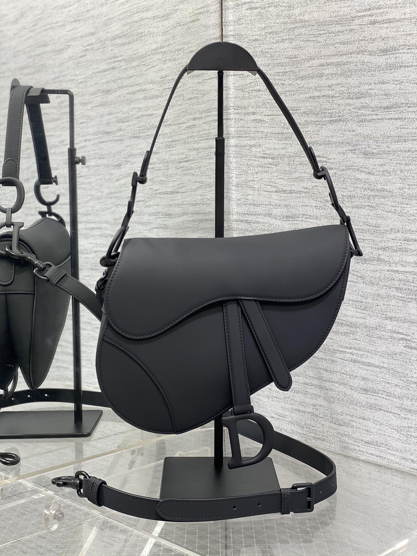 Dior Saddle Bag — Black Matte Calfskin with Black Hardware