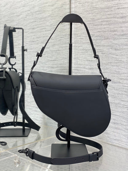 Dior Saddle Bag — Black Matte Calfskin with Black Hardware