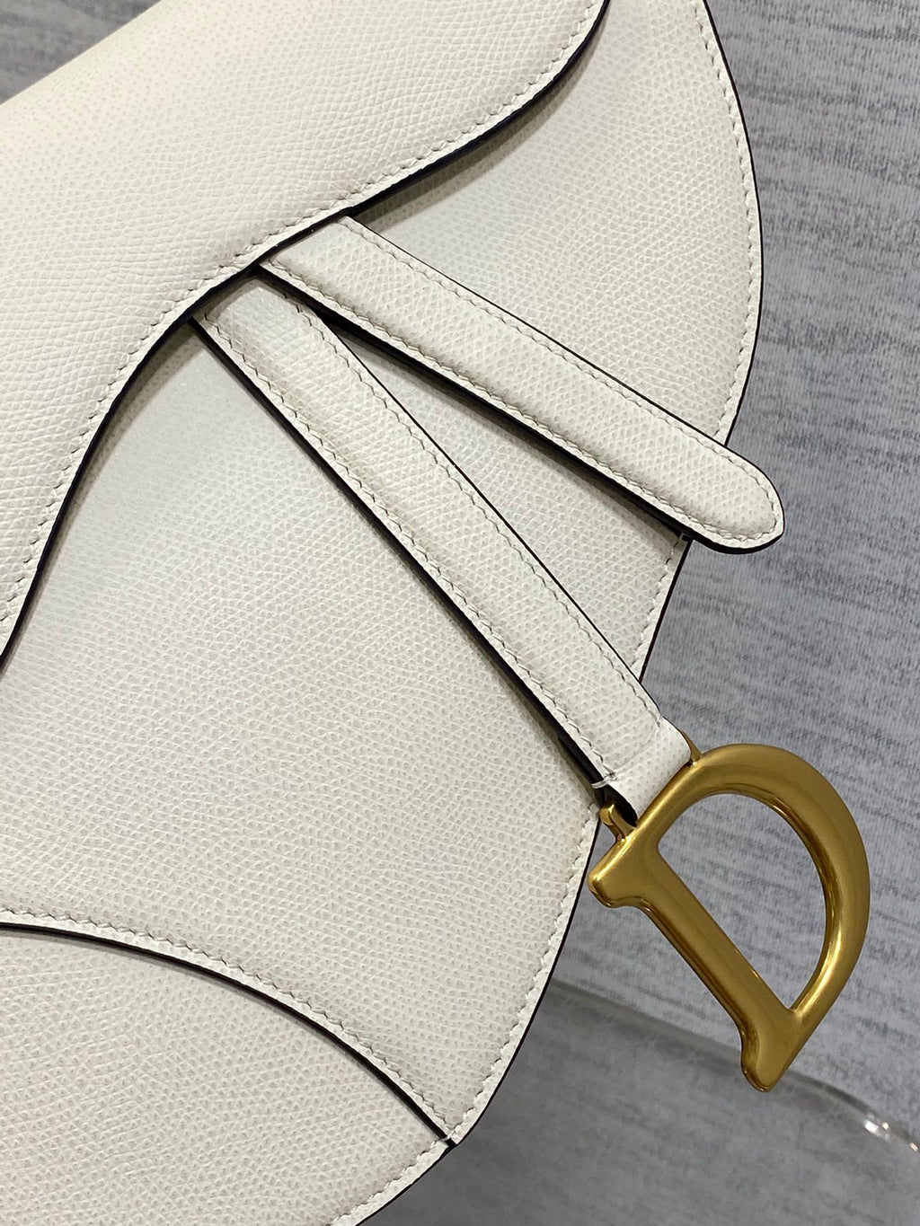 Dior Saddle Bag — White Grained Calfskin with Gold Hardware