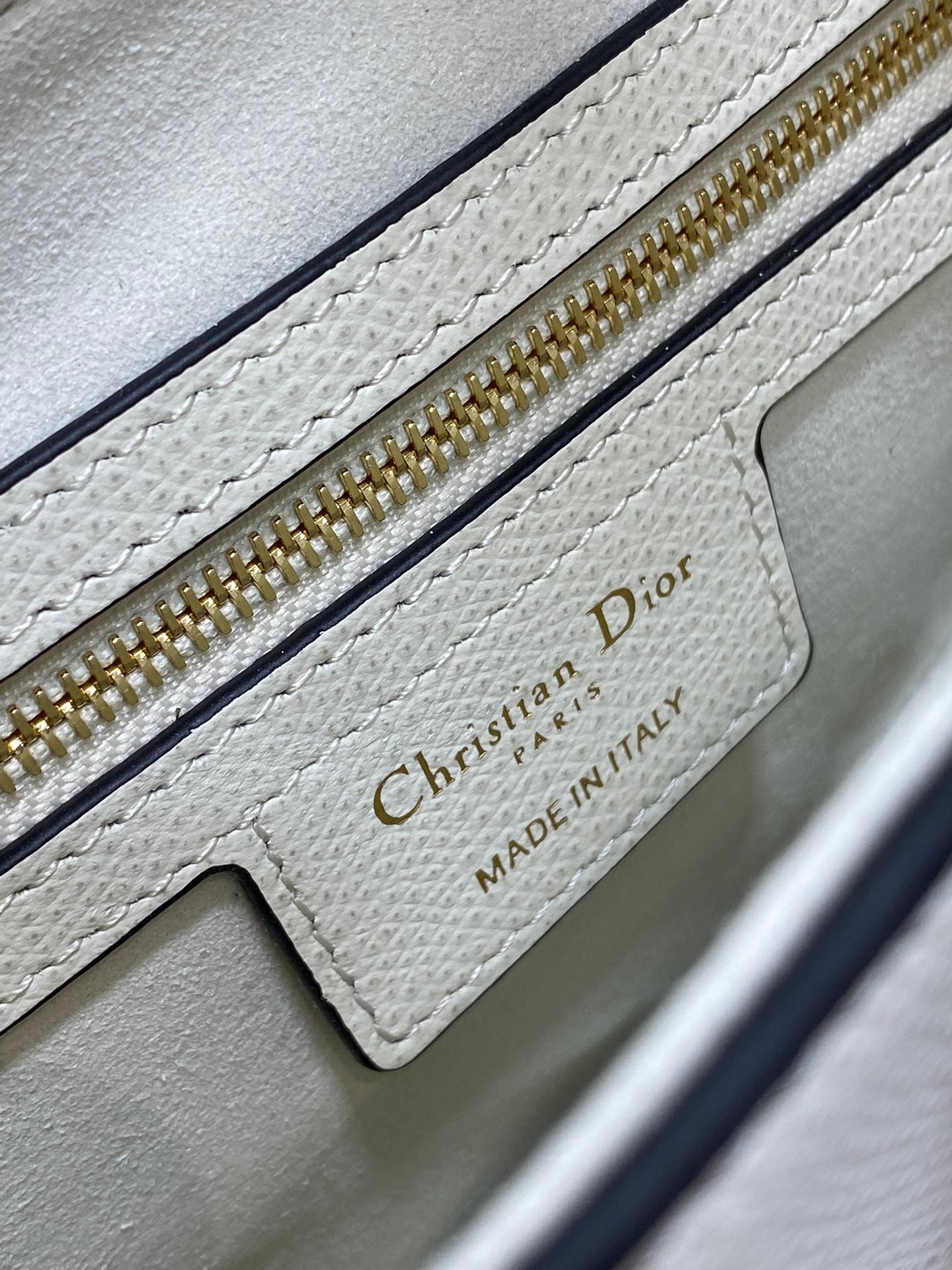 Dior Saddle Bag — White Grained Calfskin with Gold Hardware