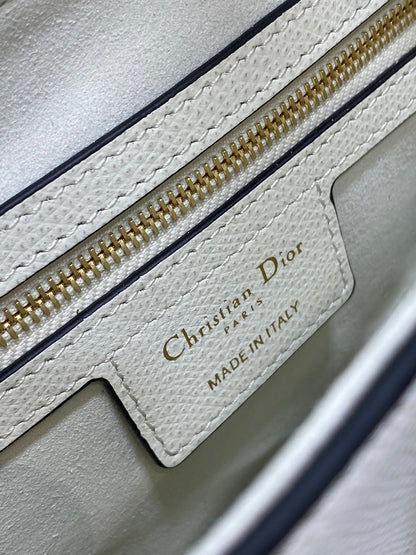 Dior Saddle Bag — White Grained Calfskin with Gold Hardware