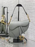 Dior Saddle Bag — Slate Grey Grained Calfskin with Gold Hardware