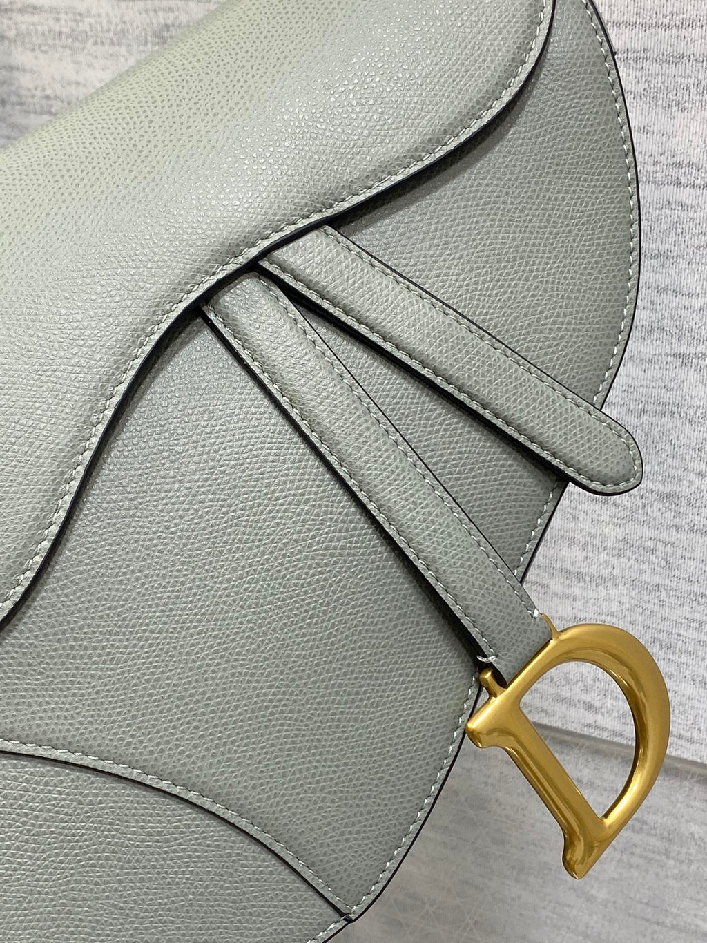 Dior Saddle Bag — Slate Grey Grained Calfskin with Gold Hardware