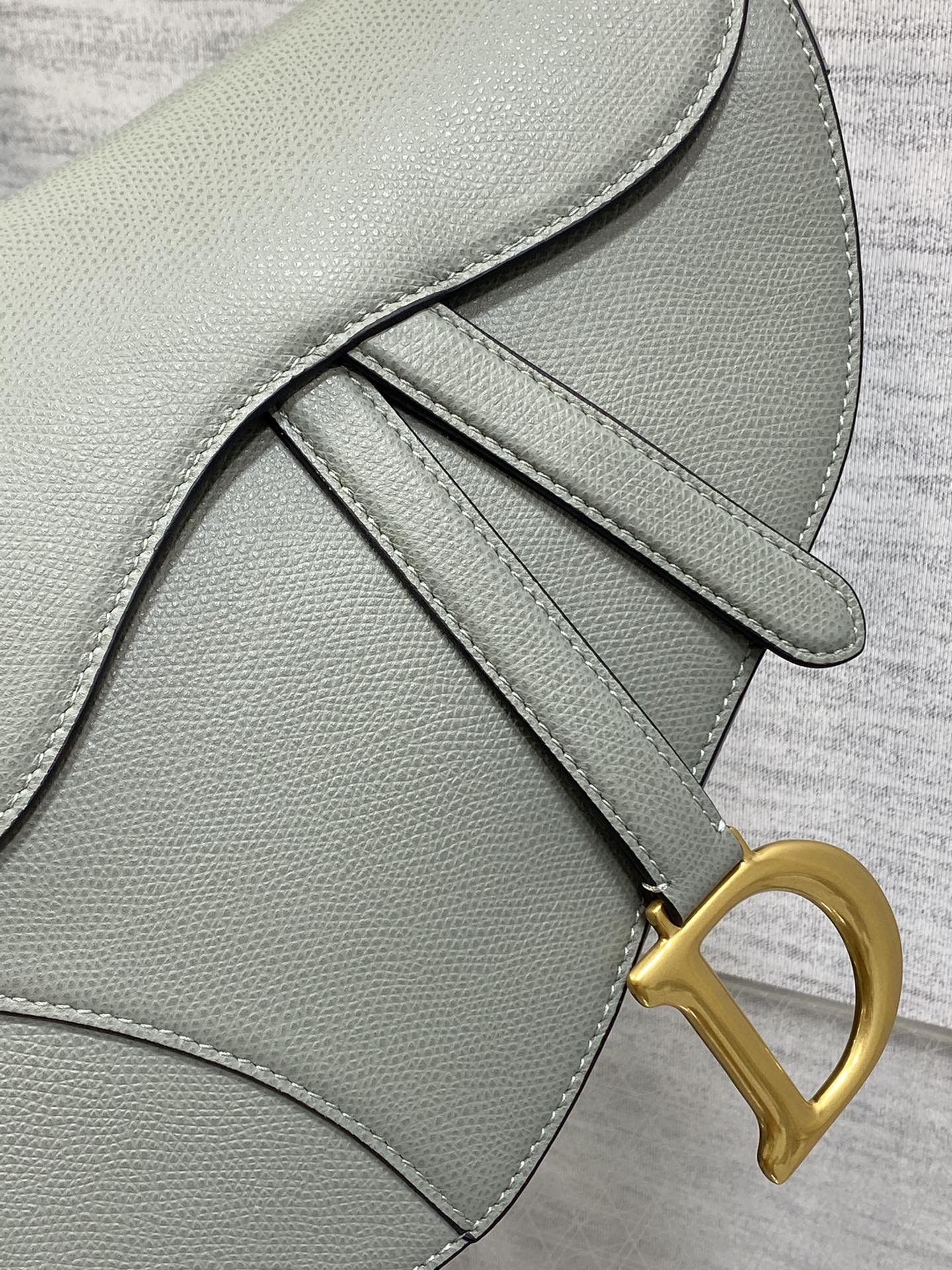 Dior Saddle Bag — Slate Grey Grained Calfskin with Gold Hardware