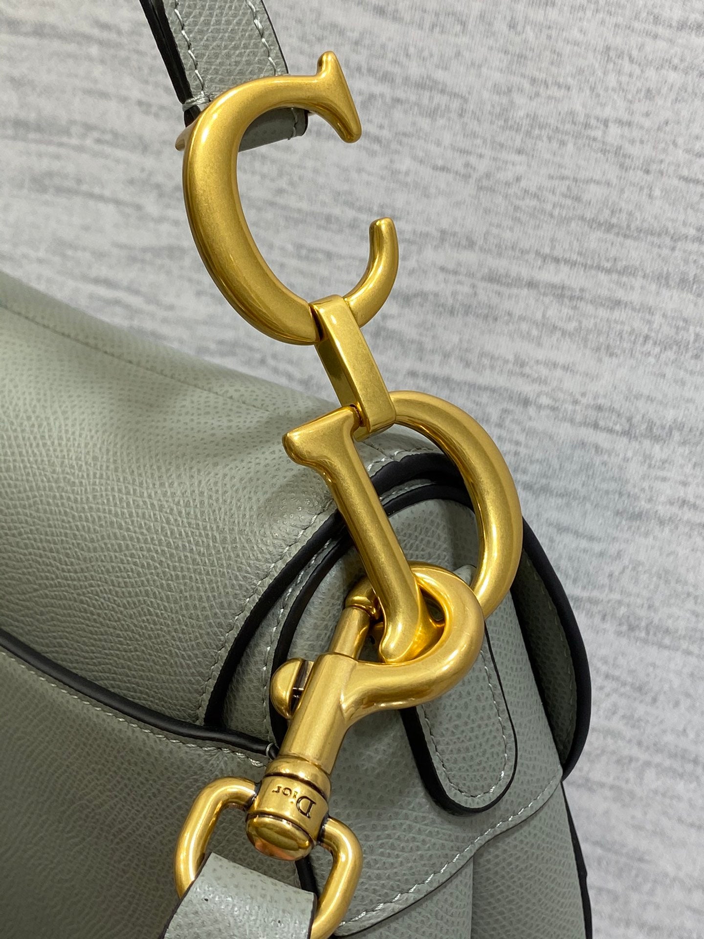 Dior Saddle Bag — Slate Grey Grained Calfskin with Gold Hardware