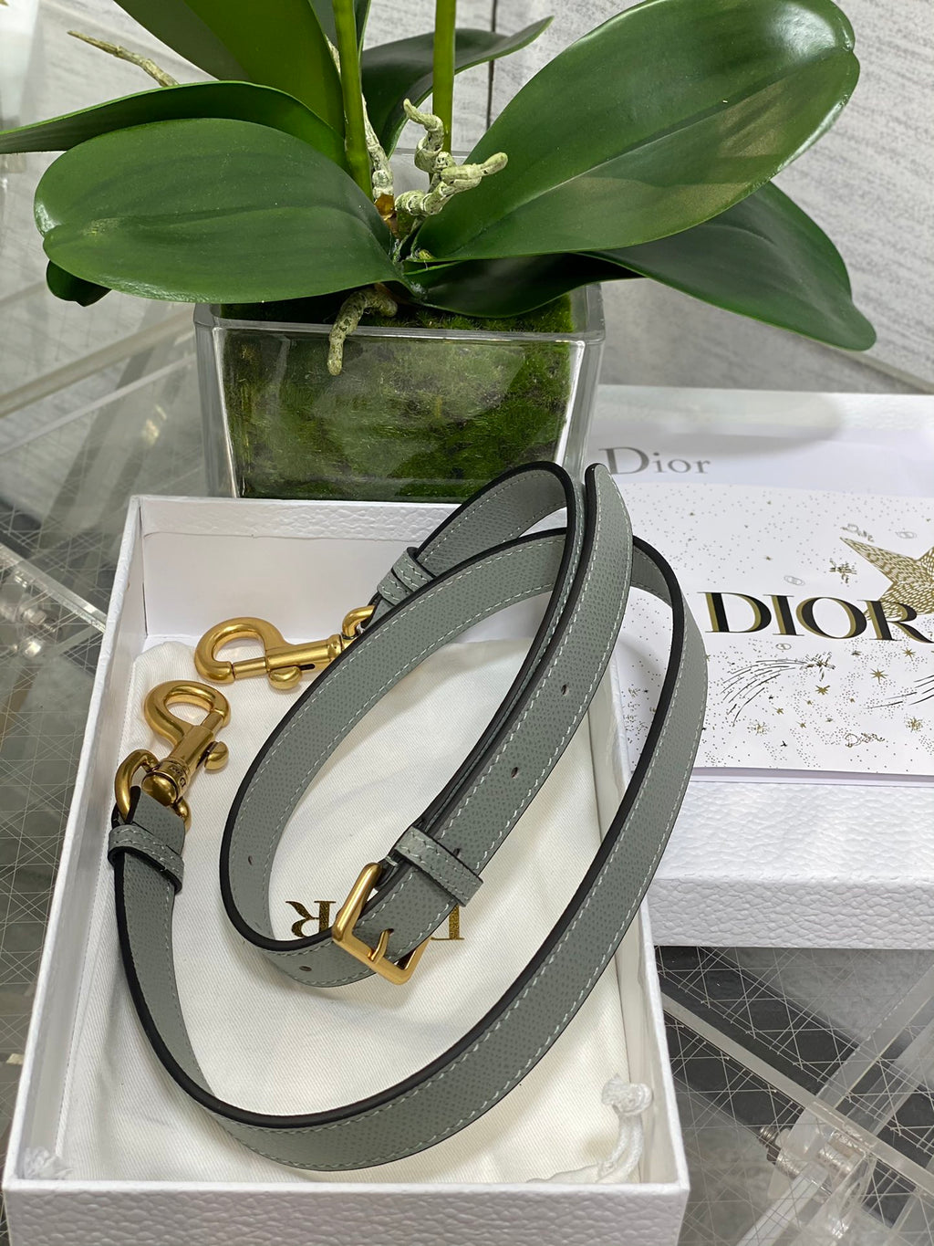 Dior Saddle Bag — Slate Grey Grained Calfskin with Gold Hardware