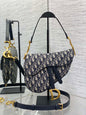Dior Saddle Bag — Blue Dior Oblique Jacquard with Black Leather Trim