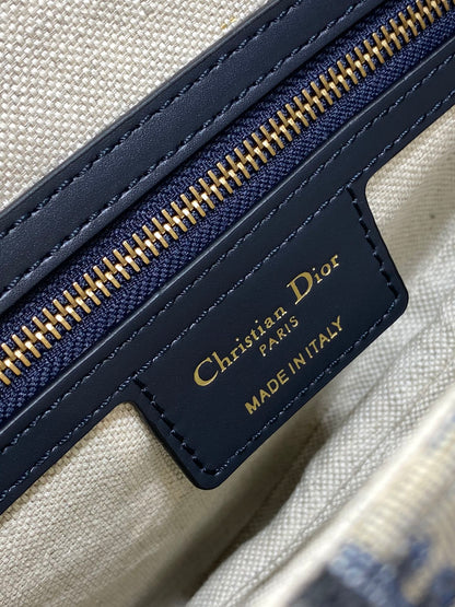 Dior Saddle Bag — Blue Dior Oblique Jacquard with Black Leather Trim