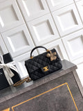 Chanel 25K Coco Handle Mini CF — Black Caviar with Crystal Bow & Gold Hardware