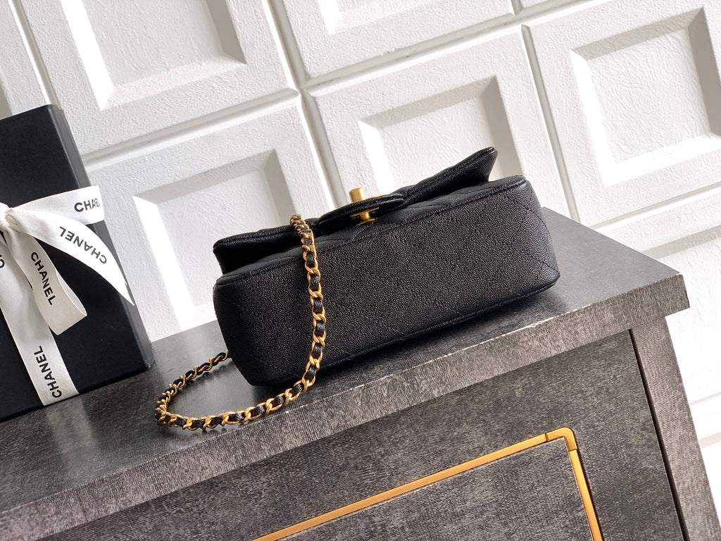Chanel 25K Coco Handle Mini CF — Black Caviar with Crystal Bow & Gold Hardware