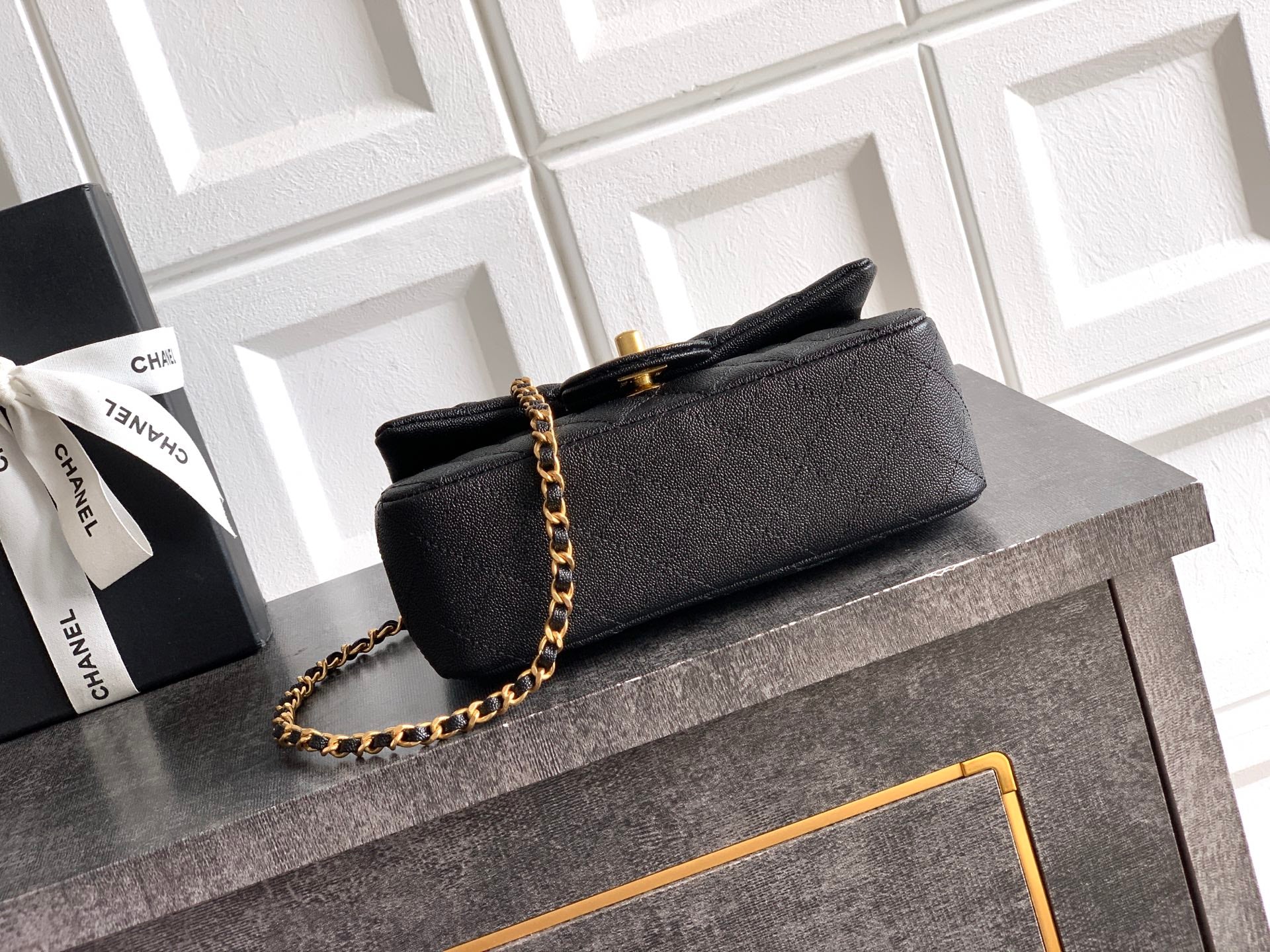 Chanel 25K Coco Handle Mini CF — Black Caviar with Crystal Bow & Gold Hardware