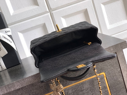 Chanel 25K Coco Handle Mini CF — Black Caviar with Crystal Bow & Gold Hardware