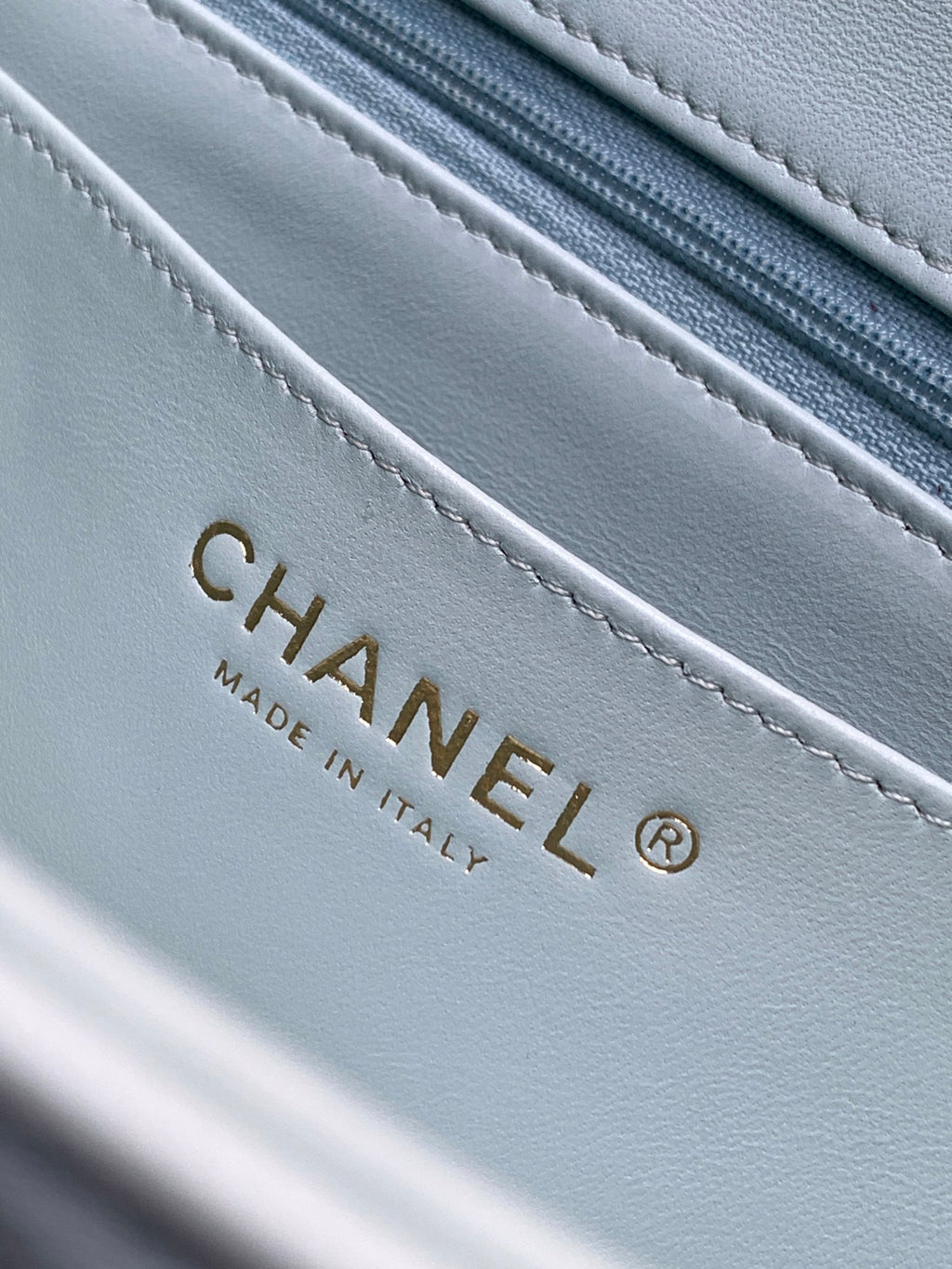 Chanel 25K Coco Handle Mini CF — Baby Blue Lambskin with Crystal Bow & Silver Hardware