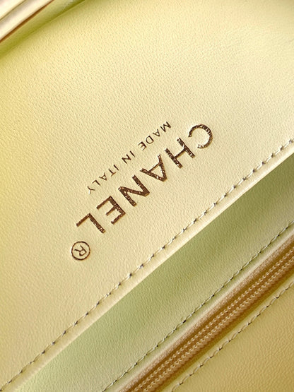 Chanel 25K Coco Handle Mini CF — Butter Yellow Lambskin with Crystal Bow & Gold Hardware