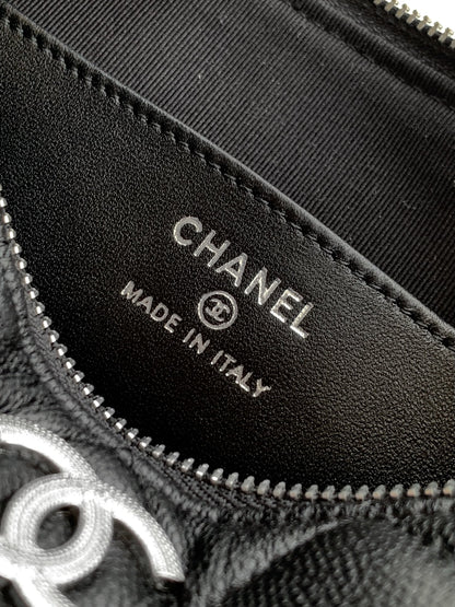 Chanel 25B Quilted Caviar Hobo Bag — Black with Crystal Star CC Logo & Silver Hardware