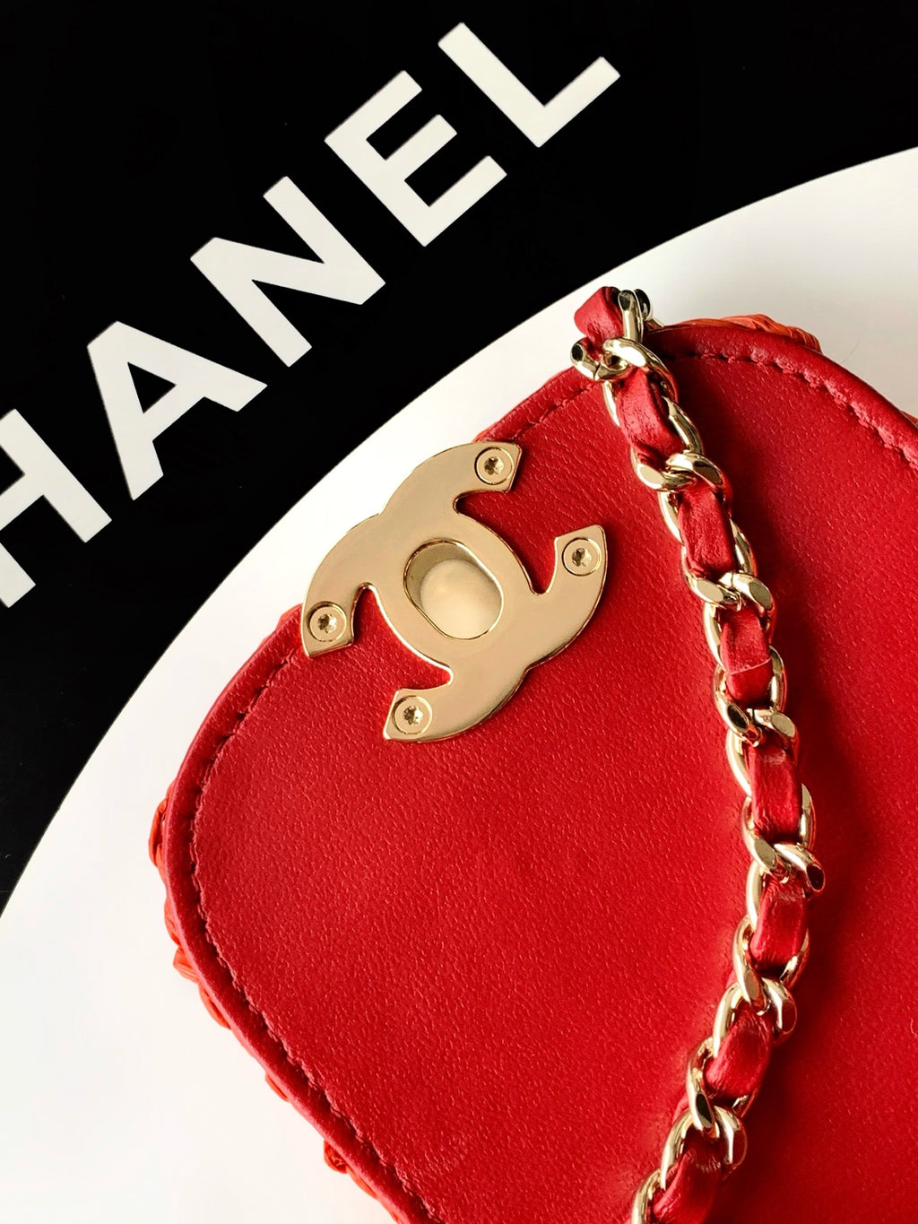 Chanel 26S Coral Orange Raffia Crochet Fringe Flap Bag with Top Handle & Aged Gold Hardware