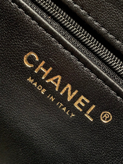 Chanel 26S Black White & Beige Multicolor Raffia Crochet Fringe Flap Bag with Top Handle & Aged Gold Hardware