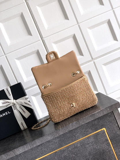 Chanel 26S Metallic Woven Classic Flap Bag — Champagne Gold